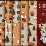12 Christmas Dog Pattern Papers