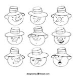 9 FREE Snowman Face Digital Stamps