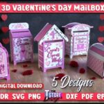 5 FREE Valentine 3D Mailbox Die Cut Files